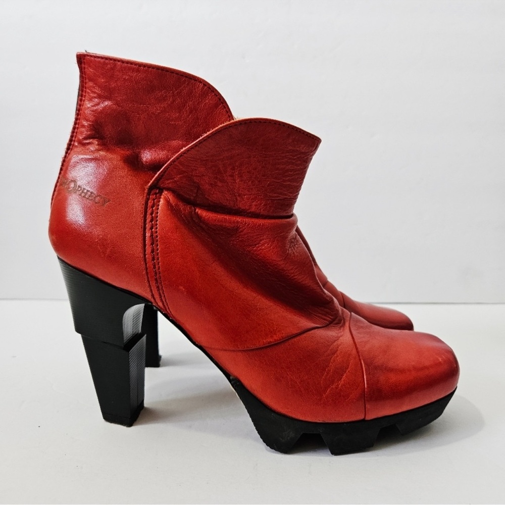 Chic Red Leather Heeled Boots